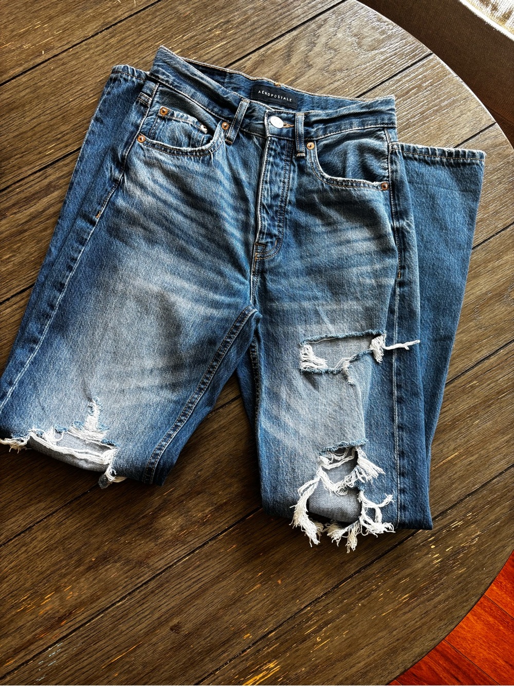 Aeropostale Womens Distressed Blue Denim Jeans